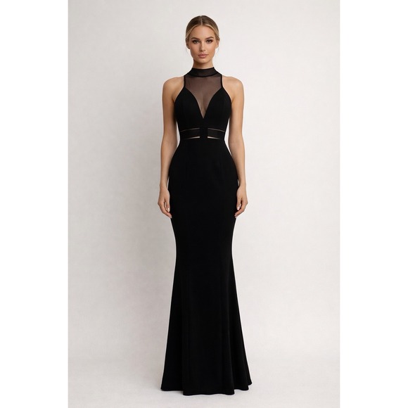 Terani Couture Evening Gown Mesh Cutout Sheer Whimsigoth Dark Fairy Prom Glam 2
